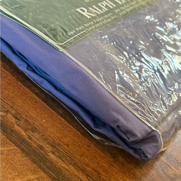 VTG NWT Ralph Lauren Blue Azurite FULL FITTED Sheet Cotton 200 - Picture 2 of 4